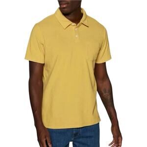 NWT Outerknown Hightide Terry Short Sleeve Pocket Polo Shirt Yellow Men's Size M